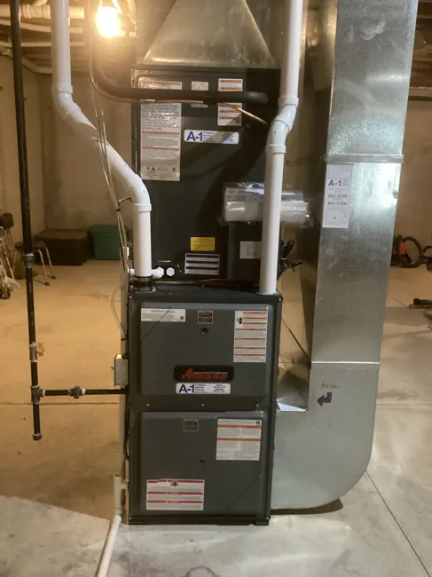 After: 96% AFUE Amana furnace installation by A-1 Plumbing Heating Cooling Electrical
