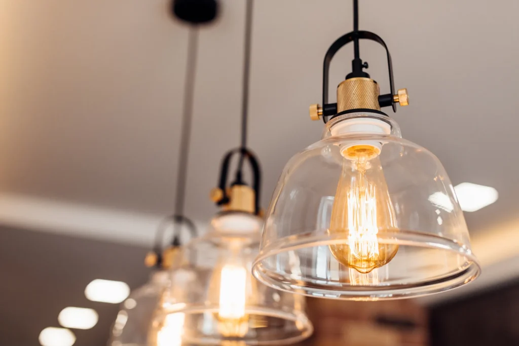 Modern pendant lights, highlighting light fixture services in Topeka, KS.